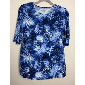 Lands' End Women's Short Sleeve Blue Tie Dye Round Neck T-Shirt Size Large